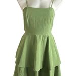 Halara  Backless Adjustable Straps Green Sleeveless Tiered Dress Photo 2
