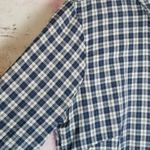 Garnet Hill  10 NAVY BLUE PLAID RUFFLE FRONT BUTTON DOWN BLOUSE TOP Photo 5