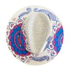 MEXICAN Artisanal Hat HandPainted Fedora Mandala Sombrero Panama Bohemian Large White Photo 6