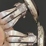 Unique Vintage  STERLING Signed Red Tiger Eye Large Cabochon Clip-On Earrings 15g Photo 14