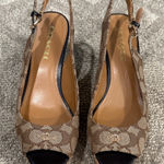Coach  FERRY sling back peep toe heels with signature monogram and buckles Photo 0