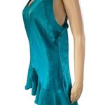 Sleep Solutions Vintage 90s Teal Ruffle Bow High Low Mini Lingerie Slip Dress Size M Photo 2