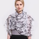 Marble Print Scarf Wrap Scarves New Black White Photo 5