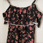 No Boundaries  Blouse Cold Shoulder Floral Print Black Ruffle Casual Juniors Plus Photo 5