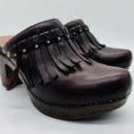 Dansko Deni Mules Clogs Shoes Womens Size US 39 EU Brown Leather Fringe Photo 0