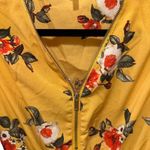 Stella Tweed amber yellow mid-zip floral knee length dress, button rollup sleeve size small Photo 2