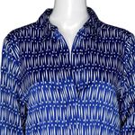 Ann Taylor  Shirt Womens Small Blue White Printed Blouse‎ Office Career Casual Photo 4