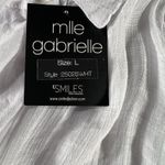 Mlle Gabrielle  L White Sleeveless High Low Button Shirt Dress NWT Lightweight‎ Photo 7