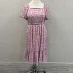 Julia Jordan Pink Floral Puff Sleeve Midi Dress - Size 14 Photo 2