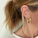Gold Hoop Earrings| 14K Gold Plated| Lightweight| Hypoallergenic| Open Hoop Photo 2