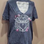 *5/$25 Sale* Bon Jovi Cutout Neckline You Give Love A Bad Name Tee Pink Size M Photo 0
