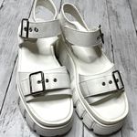 Chunky White Platform Lug Buckle Sandals Size 8 Photo 1