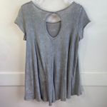 Freeloader  Gray Flowy Short Sleeve Blouse With Back Keyhole Photo 1
