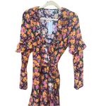 Topshop NEW  Rose Ruffled Long Sleeve Mini Wrap Dress Floral Spring Size 6 Photo 6