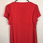 Savanna Jane Women’s Floral Leaf Embroidered Red Flutter Sleeve Shift Dress Photo 5