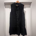 Banana Republic  Black 100% Linen KneeLength Button Front Sleeveless Dress M Tall Photo 12