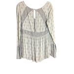 Free People  Rolling Hills Green & White Bell Sleeve V-Neck Blouse with Keyhole Photo 2