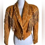 Vintage Phoenix Outerwear Leather Fringe Crop Jacket Small Tan Photo 9