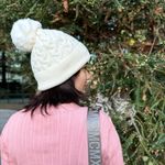 Women’s Ribbed Knit Pom Pom Beanie Gray Grey Fall Winter Hats Cozy Photo 4