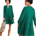 Maeve Anthropologie Tiered Mini Dress Long Sleeve Casual Green S Photo 1