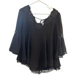 Free People Black Lace Baby Doll Flowy Boho Blouse /// Size XS Photo 0