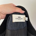 Coach Denim Embroidered Varsity Bomber Jacket Photo 5