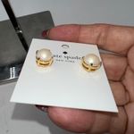 Kate Spade New York Cream Pearl Stud Earrings Gold Tone Photo 2