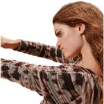 ZARA NWT Plunging VNeck Draped Tulle Ruched Long Sleeve Mini Dress in Red/Multi Photo 1