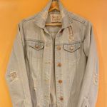 Thread & Supply Alyssa Light Wash Blue Denim Distressed Jacket Size Small Photo 4