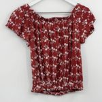 Roommates  Boho Floral Burnt Orange Short Sleeve Shirt Size Medium Photo 6