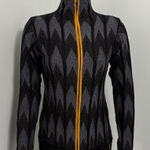 Icelandic Design Chevron Zipper Cardigan Sweater Medium Black Photo 0
