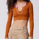 Urban Outfitters Go For Gold Orange Long Sleeve Crop Top Photo 0