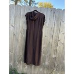 SHERRY TAYLOR Brown Ramie Rayon belt Slit Zip Hooded Dress Size‎ Large Fall Size 14 Photo 8