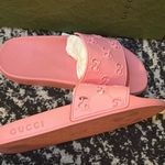 Gucci GG Slide Rubber Sandal Pink Size 36 Photo 1