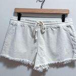 Aerie White Fringe Cut Raw Hem Denim Drawstring Pull On Shorts cotton M beach Photo 1