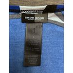 Bisou Bisou M Midi Dress Blue Gray White Stretch Abstract Print Modern Artsy Photo 7