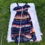 Black Rainn Maxi Dress Dark Watercolor Stripe Long Size Medium M Wedding Guest Photo 5