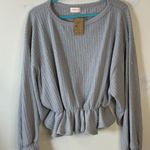 Hailey & Co. Hailey & Company grey ribbed sparkle long sleeve sweater cinched waist Large Photo 0