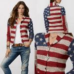 Ralph Lauren  USA American Flag Cardigan Knit Sweater Patriotic Americana XS Photo 1