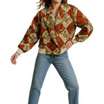 LS Collections Retro Colorful Equestrian‎ 80s Bomber Style Jacket One Size O/S Gold Size M Photo 0