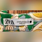 ZARA Green & Yellow Floral Abstract Print High Waist Stretch Cropped Pants XS Photo 14