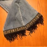 Chico's  So Slimming Girlfriend Slim Leg Beaded Fringe Hem Ankle Jeans Size 6T Photo 3