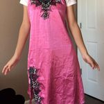 Hot Pink Silk Slip Dress With Black And Green Pink Lace Size undefined Photo 2