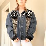 Vintage Mixed Animal Print Jean Jacket Blue Size XL Photo 8