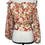 Flying Tomato  size small cropped floral long sleeve top elastic back & sleeves Photo 0