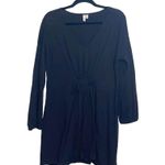 ASOS 100% Cotton Black Drawstring Waist V-neck Mini Dress Photo 0