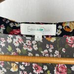 Eden & Olivia  Black Dark Floral Print 3/4 Sleeve Peasant Boho Festival Blouse S Photo 2