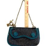 Gap Vintage Y2k Clutch Purse Mini Bag Wool Brass Lock Key Gray Teal Photo 8