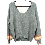 My Michelle MM By  Knitted Sweater Puff Sleeves V-neckline Green Size 2X Photo 0