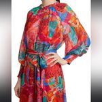 Farm Rio NWOT Animal Collage print belted long sleeves high neck Maxi Dress sz M Photo 2